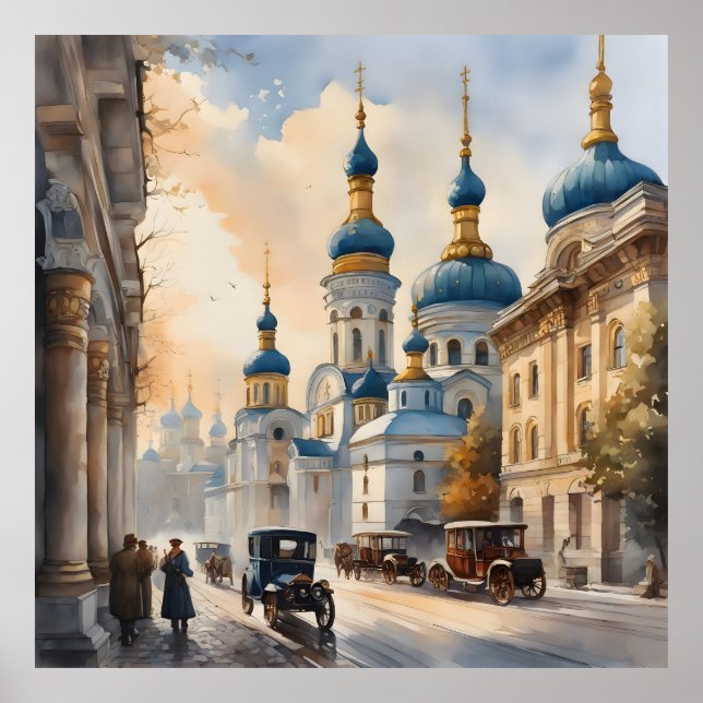 Kiev Ukraina, vattenfärg Poster (Framsidan)