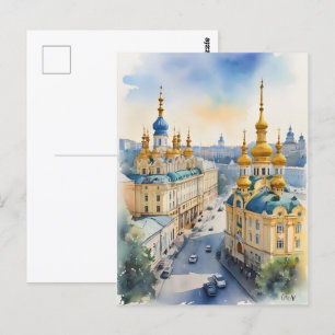 Kiev vattenfärgsart vykort