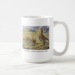 Kiger Mustanghingst som försvarar hans flock Kaffemugg