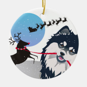 KIITOS SANTA - Finska Lapphund Porcelain Ornament