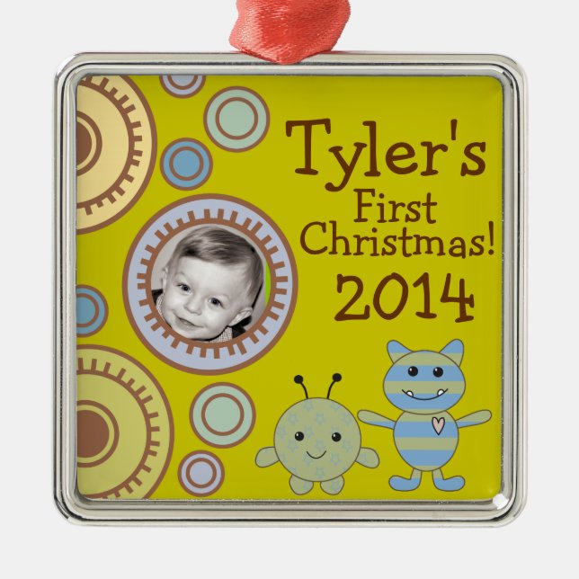 Kika monsterbaby den första prydnaden för jul julgransprydnad metall (Framsidan)