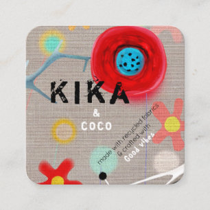 Kika och Coco bra vibbar Fyrkantigt Visitkort