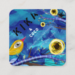 Kika och Coco bra vibrationer himmelsblå 2020 Fyrkantigt Visitkort