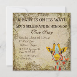 Kika sjaskig baby showerinbjudan för giraff inbjudningar
