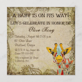 Kika sjaskig baby showerinbjudan för giraff inbjudningar