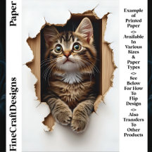 Kikar ut ur hål Tabby Katt CN5 Scrapbookpapper