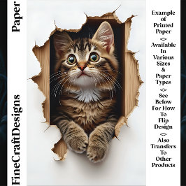 Kikar ut ur hål Tabby Katt CN5 Scrapbookpapper