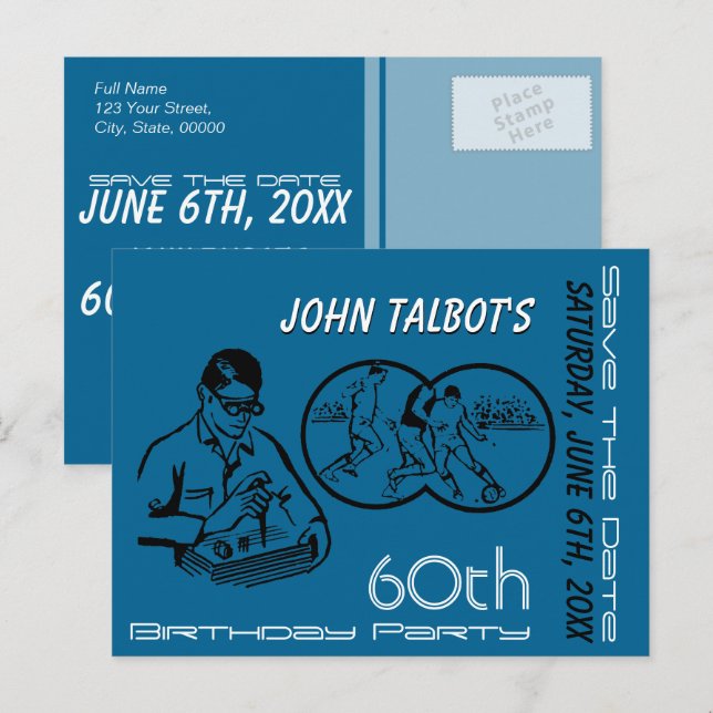 Kikarsyn Fotboll 60-årsdag Spara datum Meddelande Vykort (Fram/baksida)