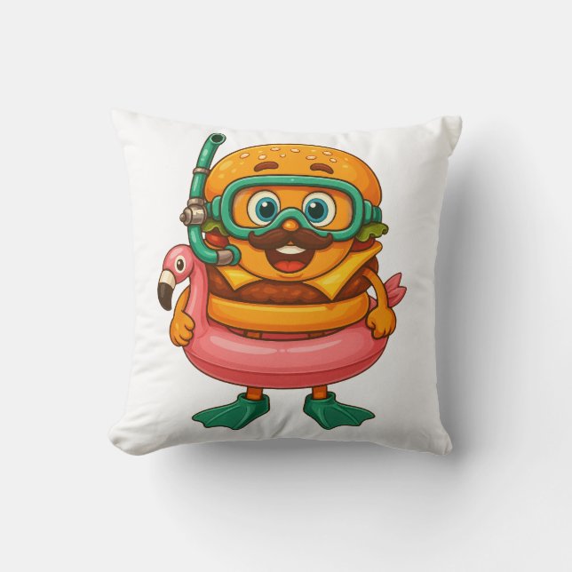KikiBurger – Flamingo Snorkel Edition Kudde (Framsida)