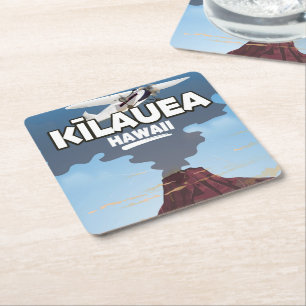 Kīlauea Hawaii Volcano-reseaffisch Underlägg Papper Kvadrat