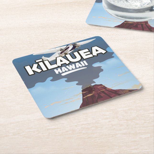 Kīlauea Hawaii vulkan researesaffiche Underlägg Papper Kvadrat (Vinklad)