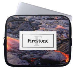 Kilauea Lava-flöde med ditt namn och Monogram Laptop Fodral