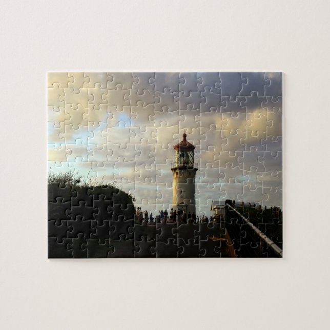 Kilauea Point Lighthouse i skymningen Pussel (Horisontell)