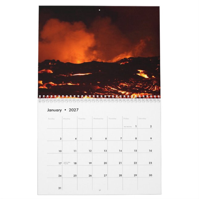Kilauea vulkan, Hawaii Kalender (Jan 2027)