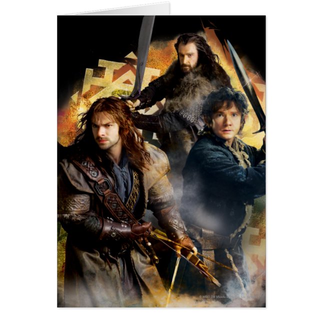 Kili, BILBO BAGGINS™ och THORIN OAKENSHIELD™ Art Hälsningskort (Framsidan)