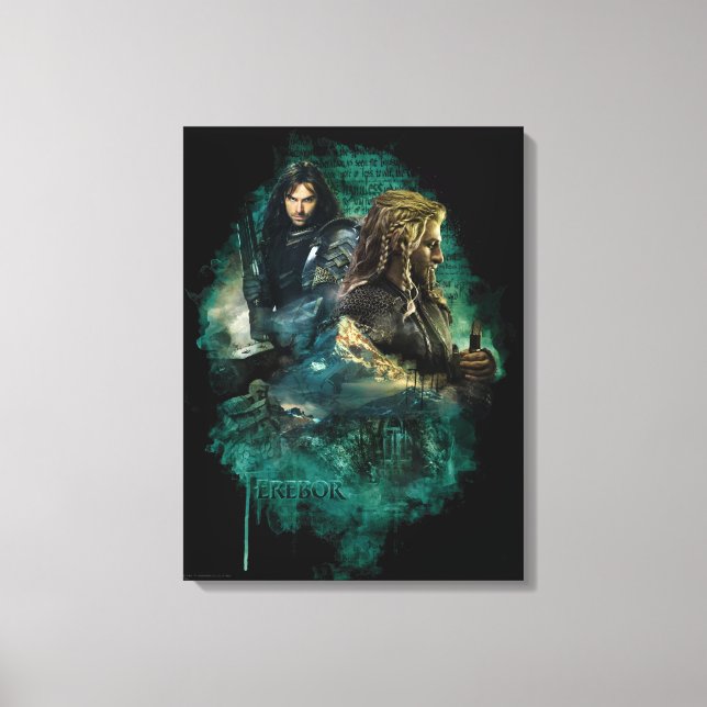 Kili & Fili över Erebor Canvastryck (Framsida)