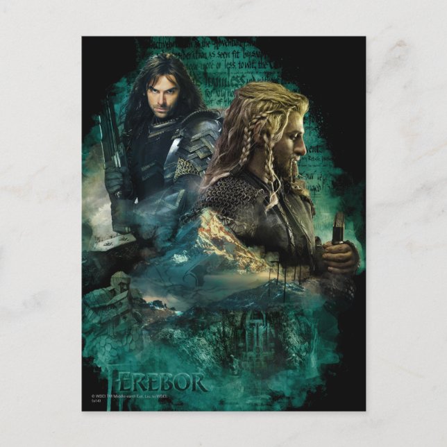 Kili & Fili over Erebor Vykort (Framsida)