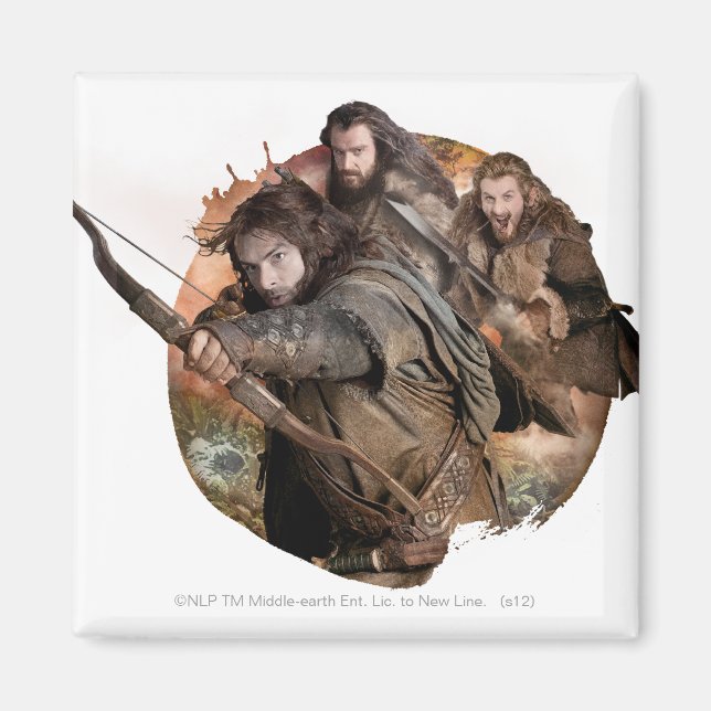 Kili, THORIN OAKENSHIELD™ och Fili Magnet (Framsidan)