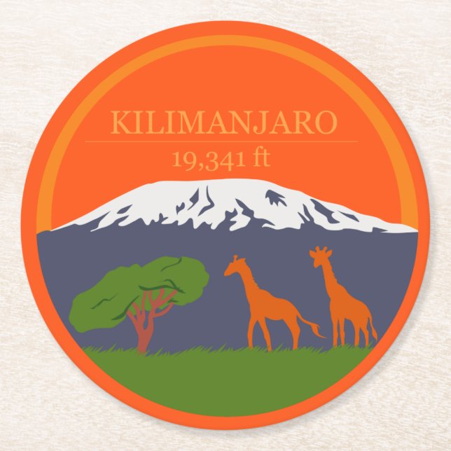 Kilimanjaro Altitude Underlägg Papper Rund (Framsidan)