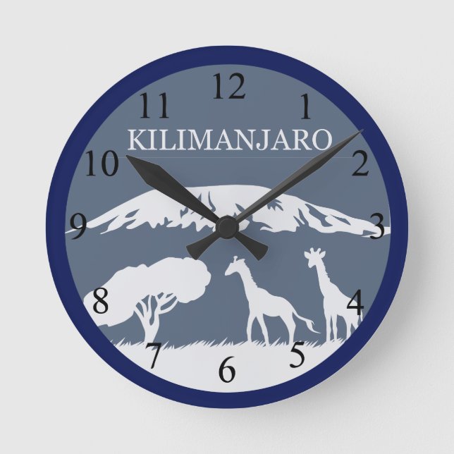 Kilimanjaro (blå) rund klocka (Framsida)