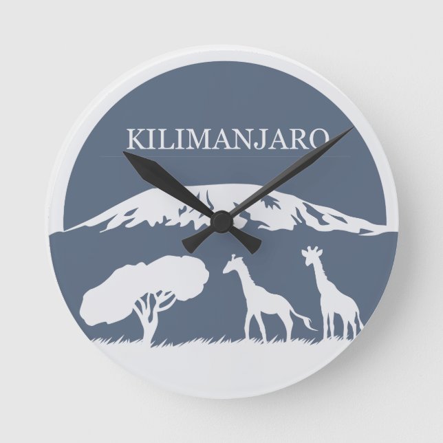 Kilimanjaro (blått) rund klocka (Framsida)