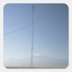 Kilimanjaro i bakgrunden. fyrkantigt klistermärke