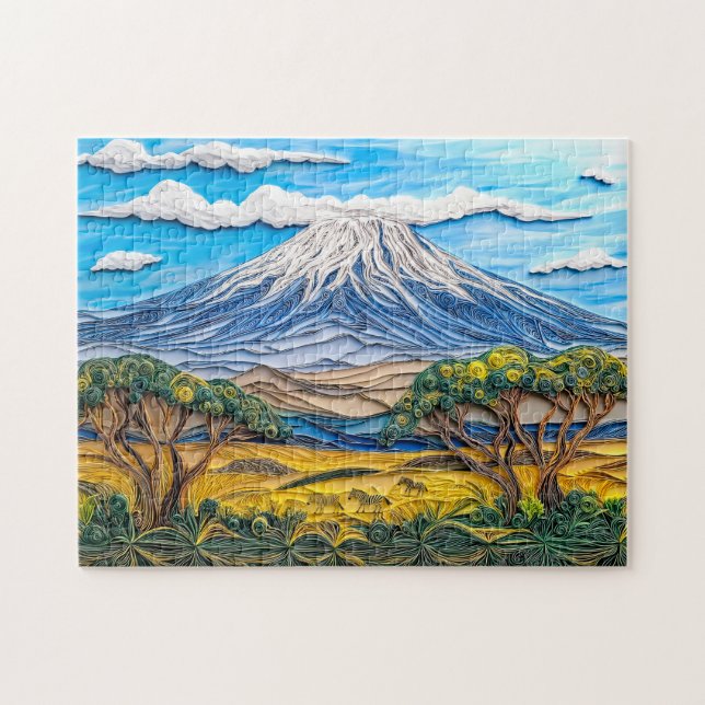 Kilimanjaro-landskap med zebrasavann pussel (Horisontell)