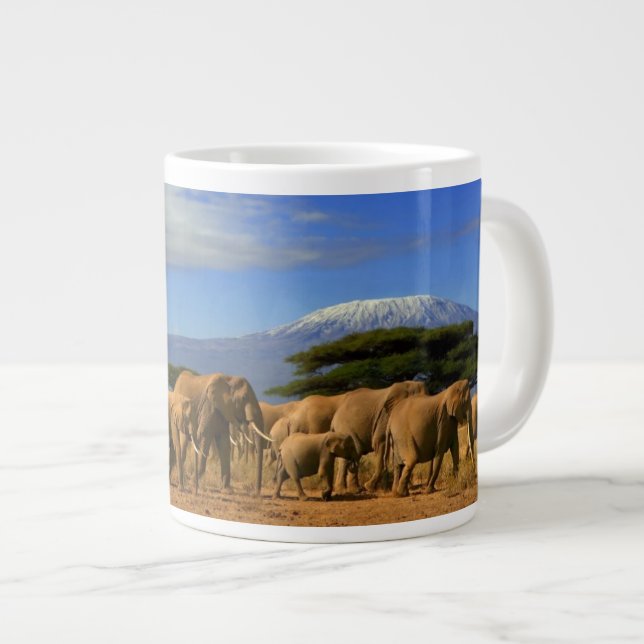 Kilimanjaro och elefanter jumbo mugg (Framsida höger)