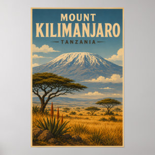 Kilimanjaro Tanzania Illustration Resa Konst Poster