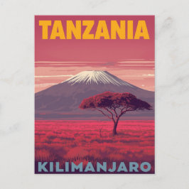 Kilimanjaro Tanzania Retro Travel Vykort