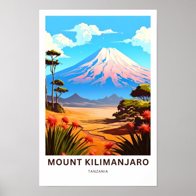 Kilimanjaro Tanzania Travel Skriv ut Poster (Framsidan)