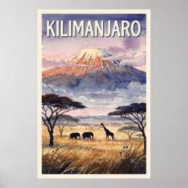 Kilimanjaro Tanzania Vintage Resa Poster