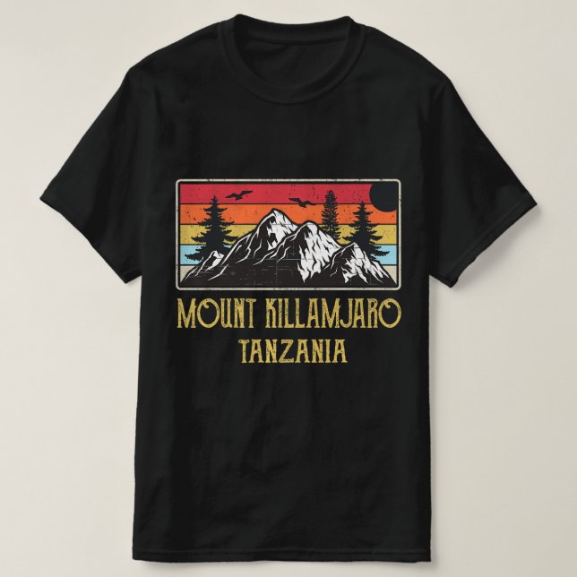 Kilimanjaro Tanzania Vintage Retro-klättring T Shirt (Design framsida)