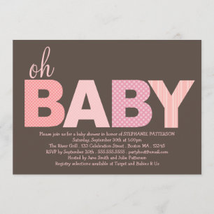 Killad modern baby shower för rosaOh flicka Inbjudningar
