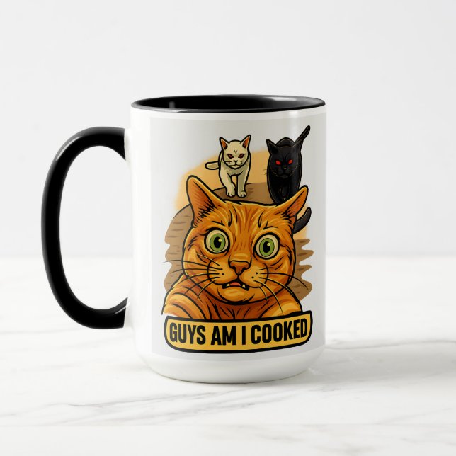 Killade jag är stekt? Roligt kattmem med panikreak Mugg (Vänster)