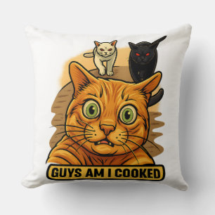 Killar, är jag stekt? Roligt kattmem med panikreak Kudde