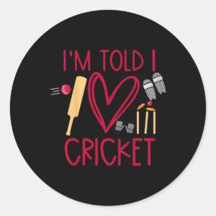 Killar säger att jag älskar cricket Söt cricketäls Runt Klistermärke