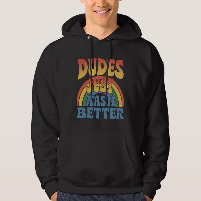 Killar smakar bara bättre regnbåge gay-pr Pride Vi Hoodie (Framsida)