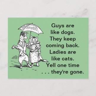 Killar som Hundar - Katter som Dam Humor Vykort