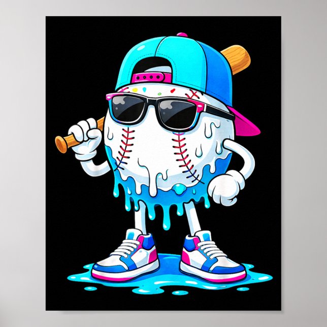 Killarbeten Baseball Glasskula Roligt Barn Ungdom Poster (Framsidan)