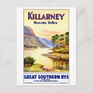 Killarney Ireland Vintage resor Poster Restoration Vykort