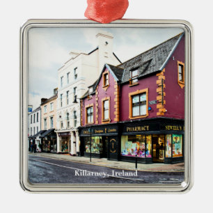Killarney, Irland gatu vy vykort Julgransprydnad Metall