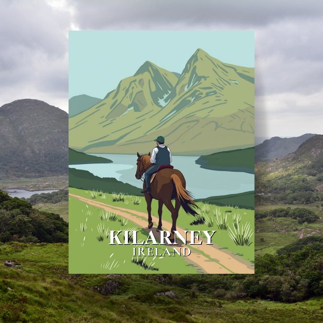 Killarney National Park Horseback Travel Vykort (Killarney National Park Horseback Travel Postcard)