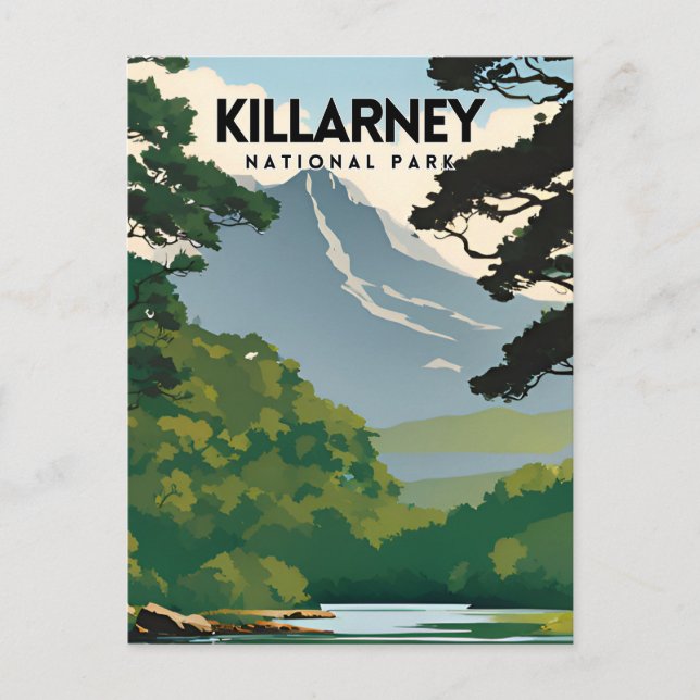 Killarney National Park Minimal Travel Poster Vykort (Framsida)