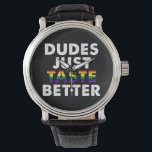 Killars Smakar Bara Bättre Gay Pride-Gåvaidé Armbandsur<br><div class="desc">Killars Smakar Bara Bättre Gay Pride-Gåvaidé</div>