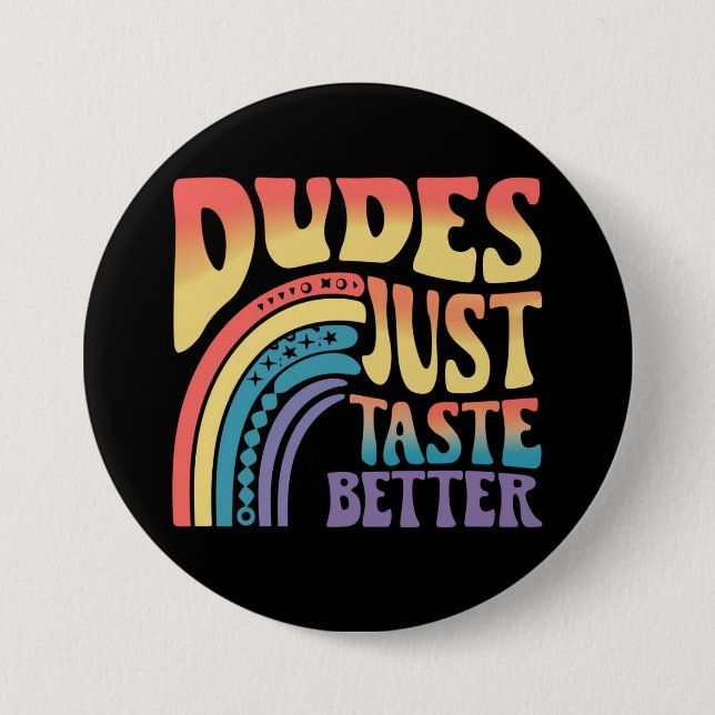 Killars Smakar Bara Bättre Regnbåge Hbtq Pride Vin Knapp (Framsida)