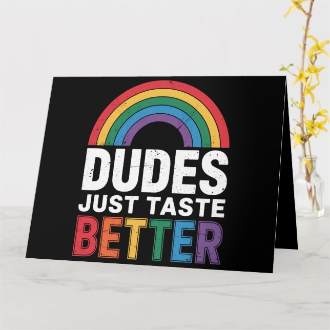 Killars smakar bara bättre Roligt Gay Pride HBTQ-p Kort (Gul blomma)