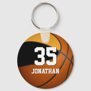 Killbasketboll w black and guld team färg nyckelring
