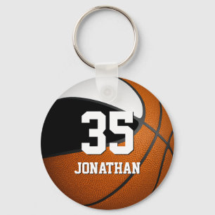 Killbasketboll w black and white team färg nyckelring