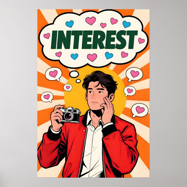 Kille med Kamera Pop Art Poster (Framsidan)